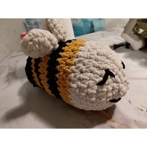 Soft Yarn Handmade Crochet Plush/Plushie Black And Yellow Bee Stuffed Animal 12"
